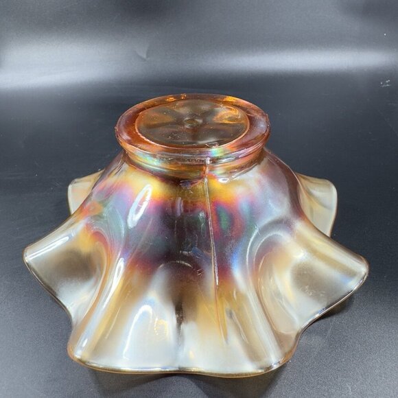 Carnival Glass Iridescent Marigold Bonbon Compote Dish Footed Bowl Glass VTG - Picture 13 of 16